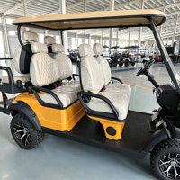 Voiturette de golf électrique tout-terrain 6 places 4+2, 72V Lithium, sièges de luxe à surpiqûres diamantées, pour hôtels, complexes hôteliers et excursions