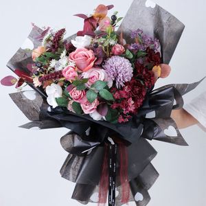 Papel de Embalaje para el Día de San Valentín, Diseño de Amor Neón, Plástico Impermeable de 56x56cm, PVC de Doble Capa, Color Caramelo, Ramo de Rosas, Manualidades con Flores - Product Image 4