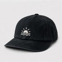 Casquette de baseball personnalisée noire délavée en sergé de coton teint pigmentaire, style bohème marin, respirante, non structurée, profil bas, réglable