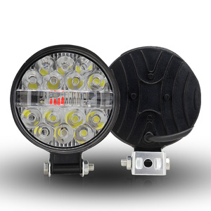 Automotive <b>Led</b> Work <b>Light</b> <b>Round</b> Red Blue Flashing Off Road Warning <b>Light</b> Engineering Auxiliary <b>Light</b> Dc Power - Product Image 2