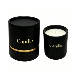 Custom Candle Packaging Boxes Gold <b>Foil</b> Logo Gift Cylinder Candles Tubes paper box with PVC <b>Window</b> - Product Image 2