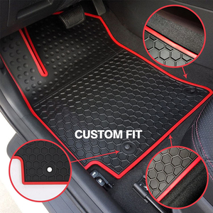 Alfombrillas de Látex para Auto, Revestimientos para Piso de 7 Asientos, Alfombrillas de Goma Resistentes de Lujo, Alfombra Personalizada para Vehículo, Inodora, Negra y Roja, para Todo Clima - Product Image 4