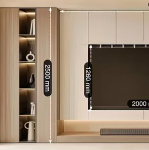 Panneaux muraux décoratifs en placage de bois européen à haute brillance pour fond de télévision et intérieurs d'hôtels/centres commerciaux, design moderne, usage commercial - Product Image 2