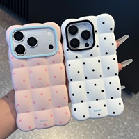 Coque de téléphone à motif nuage à pois de dessin animé pleine écran pour 18 Pro Max 17/15, style coréen pour filles, grande fenêtre, TPU 360