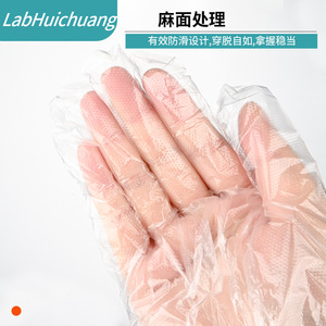 Gants en plastique jetables LabHuichuang, transparents, épaissis, texture grainée, pour la protection - Product Image 1