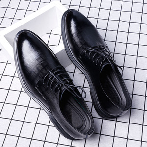 Nuevo estilo para hombre, cordones de punta redonda, aumento de amortiguación, desgaste antideslizante transpirable, zapatos de vestir de boda de oficina - Product Image 3