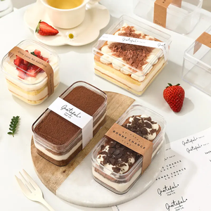 Boîte en plastique transparente pour pâtisserie, desserts, tiramisu, de qualité alimentaire, multi-tailles, personnalisée - Product Image 2