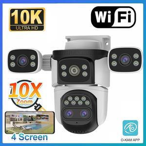 Regis Wifi 12mp 10x Zoom quang 4 ống kính 3 màn hình 360 PTZ tự động theo dõi hai chiều âm thanh NVR tương thích ngoài trời Camera An Ninh - Product Image 2
