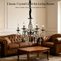 Lustre en cristal européen, luminaire suspendu classique en bronze, lampe suspendue en cristal de luxe pour salle à manger, salon, hôtel, villa
