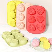 A0094 Moule à glace en silicone pour fruits, facile à démouler, formes fraise, pastèque et ananas, lavage à la main uniquement