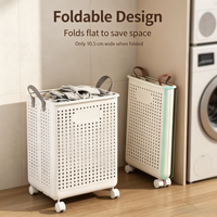 Panier à linge pliable avec roulettes universelles, grande capacité, bac de rangement pour vêtements sales, pour salle de bain, chambre à coucher, buanderie