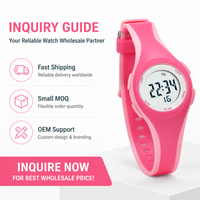 Montre numérique pour filles et garçons, vente en gros, logo personnalisé, deux tons, rose, bracelet intégré doux, cadran blanc circulaire