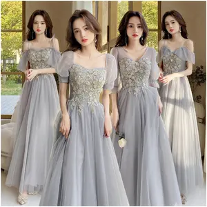 2024 New Design Wholesale Trendy Bridesmaid Dress Fairy Style Lace Girlfriend Sisters Group Prom Evening Dresses
