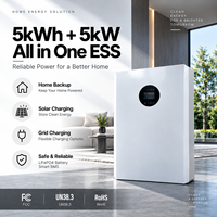 Sistem Penyimpanan Energi Baterai LiFePO4 All in One 5kWh 5kW untuk Rumah, 51.2V 100Ah dengan Inverter untuk Sistem Tenaga Surya Rumah Tangga