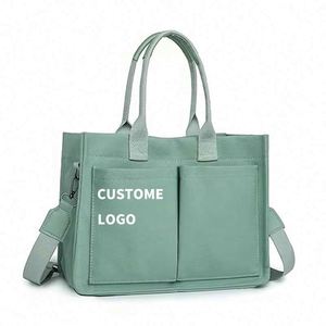 Sac à bandoulière multi-poches durable, grande capacité, sac messager pour femme, sac fourre-tout en toile avec poignée - Product Image 1