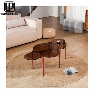 Fabriqué dans une grande usine en Chine, table basse ovale moderne de haute qualité pour salon, plateau en verre, meubles ovales. - Product Image 1