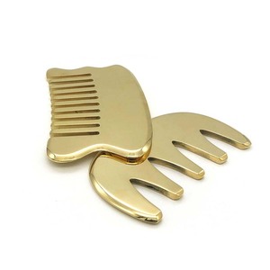 Etichetta Laser personalizzata rame Gua Sha strumento per massaggiatore punto di digitopressione apparecchio per raschiare pettine per massaggio del cuoio capelluto in ottone - Product Image 6