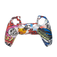 Bunter Hydro-Dipping-Schutz Graffiti-Stil Rutschfester Gamepad Silikonüberzug für PS5-Controller Gummi-Hülle