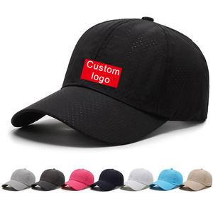 NEW Quick Dry Sports Cap Custom Logo 6 Panel Men Women Running Nylon Perforated Golf Rope Baseball Dad Hat