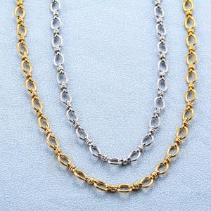 Collier punk en acier inoxydable de 6,5 mm, maillons épais, grand nœud ovale, <span class=keywords><strong>chaîne</strong></span> pour femmes et hommes, plaqué <span class=keywords><strong>or</strong></span>, collier ras du cou, bijoux en métal - Product Image 3