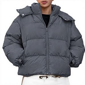 Chaqueta Acolchada Gruesa Bordada Transpirable de Invierno Estilo Casual Diseño Burbuja Impermeable con Cremallera de Lona para Mujer - Product Image 3