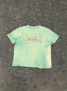 เสื้อยืดคอกลมแขนสั้นสีเขียวลายมัดย้อมสำหรับผู้ชาย ผ้าฝ้ายทรงปกติ สไตล์ลำลอง ดีไซน์สีพื้นแบบถัก - Product Image 1
