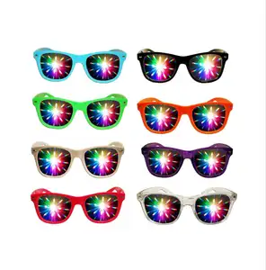 Liquidation de stock Prix très bon marché Lunettes de diffraction en plastique 13500 lignes, cœur, spirale, verres holographiques de la série Noël