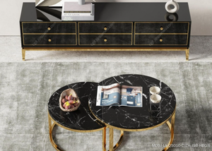 Série Luxe Moderne, <span class=keywords><strong>Table</strong></span> <span class=keywords><strong>Basse</strong></span>, Ensemble de Tables Basses Rondes Créatives Luxe Léger pour Salon - Product Image 5