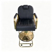 Fauteuil de Barbier en Cuir PU, Chaise de Coiffure, Chaise de Salon de Coiffure, Fauteuil de Lavage Doré pour Salon de Barbier