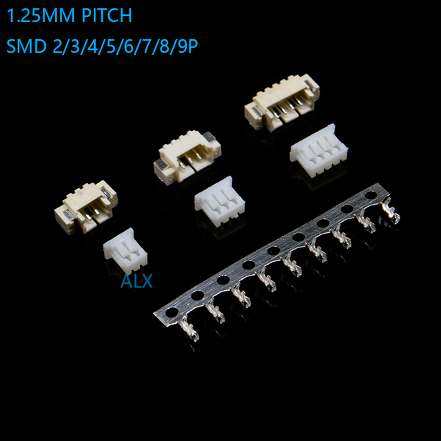 MICRO JST 1.25 2/3/4/5/6/ pin connector 1.25MM PITCH SMD RIGHT ANGLE pin header + Housing + terminal 1.25-2p/3p/4p/5p/6p