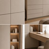 Armoire de chambre intégrée avec bureau d'angle intégré, solution de rangement personnalisée tout-en-un pour toute la maison