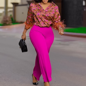 Ensemble 2 pièces pour <span class=keywords><strong>femme</strong></span> : chemise imprimée à manches longues et pantalon large, coupe ample, mode automne, <span class=keywords><strong>tenue</strong></span> <span class=keywords><strong>africaine</strong></span>, ensemble haut et jupe - Product Image 3
