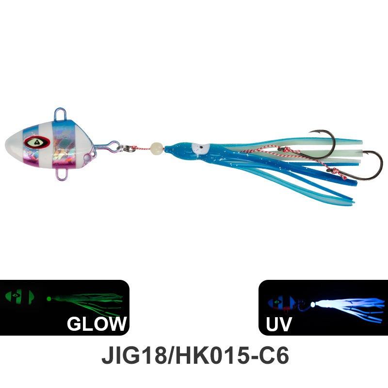 Blue-pink + double squid hooks