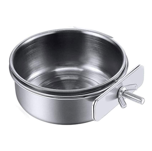 Copos de alimentação de papagaio, aves, prato de comida, aço inoxidável, alimentadores, gaiola de água, com braçadeira, suporte para baratas - Product Image 1
