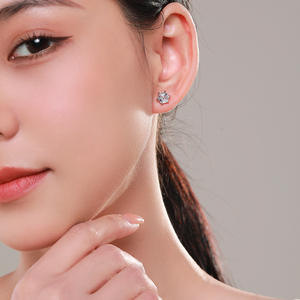 Boucles d'oreilles clous hexagonales en argent sterling S925 classiques, personnalisables, avec zircon taillé hexagonal, pour un usage quotidien par les femmes. - Product Image 2