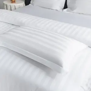 Großhandel Standardgröße 100 % Baumwolle weißer Satin Streifen-Kissenbezug 100 % türkische Baumwolle Hotel Textil Kissenbezüge