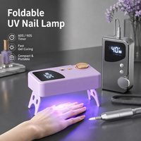 Kit de lime à ongles électrique portable sans fil 40 vitesses 12 000 tr/min avec lampe UV LED, contrôle de précision, lampe pliable et embouts en céramique