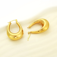 Boucles d'oreilles créoles ovales évidées en U, élégantes et personnalisées, en acier inoxydable anti-ternissement, tendance et minimalistes, unisexe, vente en gros