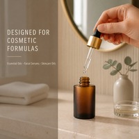 Bestseller Runde 30ml Flachschulter-Glasflasche mit Pipette für Ätherische Öle und Seren, Anpassbare Farbe und Logo, Hautpflege-Kosmetikbehälter