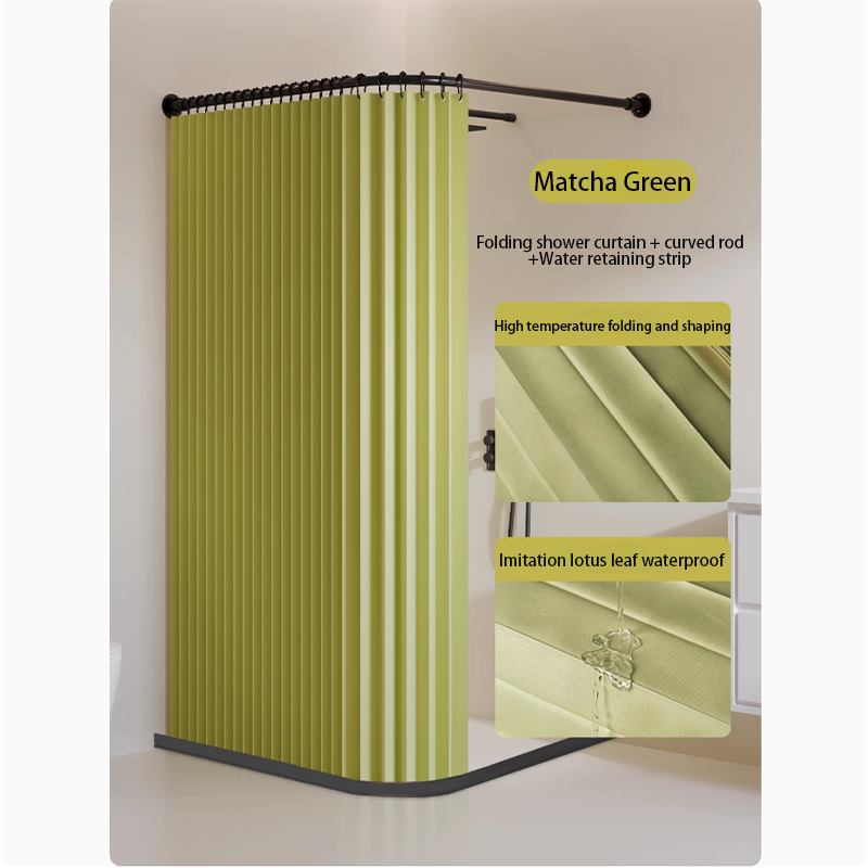 Vert-rideau de douche + tringle à rideau + bande de retenue d'eau