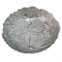 Élégant plateau décoratif en métal argenté en forme de feuille, fait main, pour centre de table, mariage, célébration, décoration d'hôtellerie