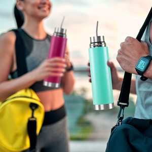 Cangkir termos 3 in 1 750ml cangkir Termo otomatis botol air baja tahan karat jenis peluru dengan Bombilla untuk minuman Mate - Product Image 4