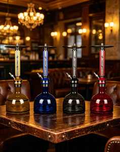 Modern Resin Shisha <b>Hookah</b> Straight Type Lacquer Finish Glass Base Gift Box Arab Style Smoking <b>Pipe</b> - Product Image 6