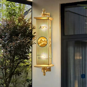 Lampe murale d'intérieur ou d'extérieur en laiton pour hôtel, décoration en verre de jardin, applique murale solaire d'extérieur pour la maison - Product Image 1
