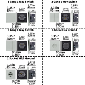 Presa a Muro Elettrica Touch Panel di Lusso Standard Europeo (Germania, Russia, Francia) 250V 85x85mm 1/2/3 Gang con Presa Schuko - Product Image 6