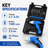 Kit de tournevis électrique rechargeable 47 pièces avec embouts, tige flexible, 19000 tr/min, ensemble d'outils, fournisseur en gros