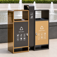 Poubelle extérieure à double compartiment en métal pour le recyclage des déchets avec seau intérieur amovible pour les parcs, les places publiques et les zones publiques