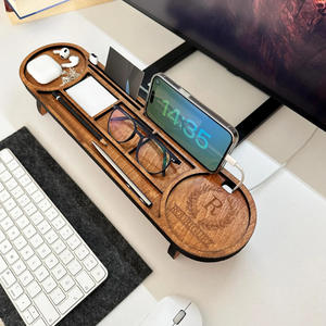 Organizador de escritorio de madera, soporte de almacenamiento multifuncional rectangular para escritorio, accesorios de oficina, soporte para teléfono y tableta - Product Image 2