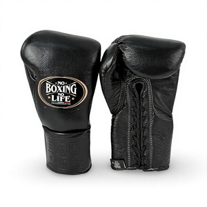 ถุงมือชกมวยคุณภาพสูงสีดำ No Boxing No Life สำหรับ MMA คิกบ็อกซิ่ง ฝึกซ้อม ถุงมือชกมวยแบบกำหนดเองและอุปกรณ์ต่อสู้ - Product Image 1