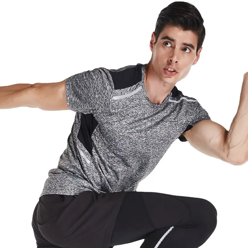 Mens Fitness Trang Phục Tùy Chỉnh Thể Thao Áo Sơ Mi 86% Polyester 14% Spandex Nhanh Khô Workout Quần Áo Thể Thao Người Đàn Ông Tập Thể Dục & Yoga Mặc